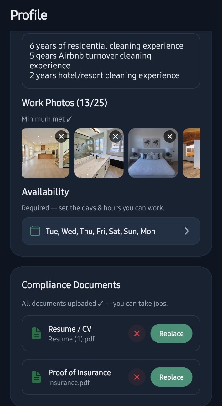CleanOps cleaner compliance documents
